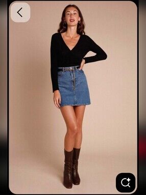 Rouje Denise Denim Mini Skirt in Blue